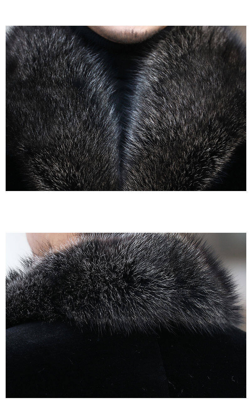 Thickened men's Marten overcoats suit collar mink New imitation fur mid-length Haining fur winter coat for men